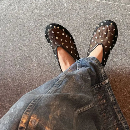 Breathable Women Ballet Flats - Mesh Crystal, Casual Walking