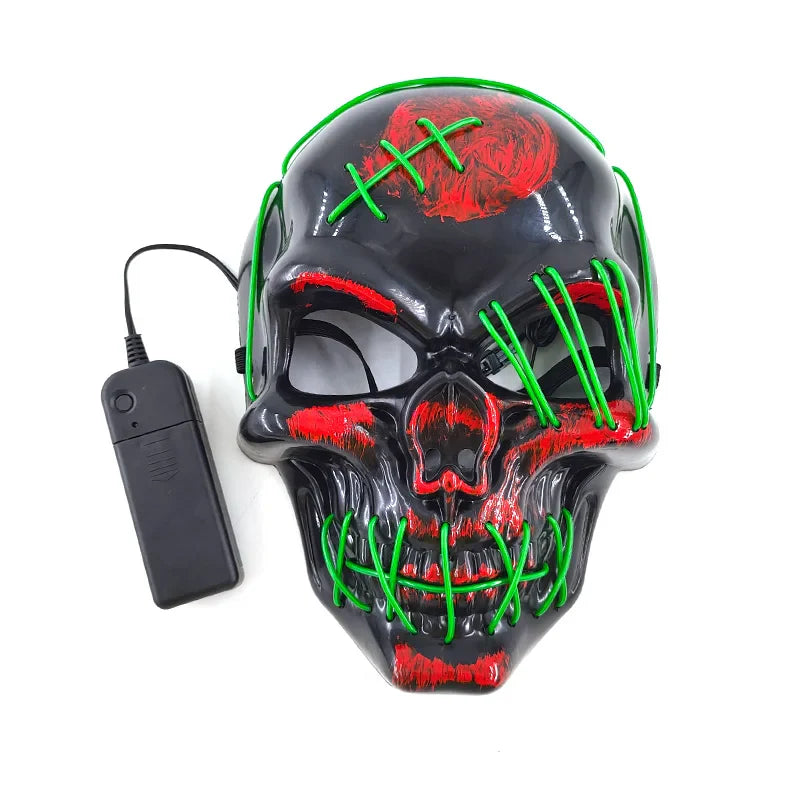 LED Glowing Skull Mask Full Face Halloween 2025 Cosplay