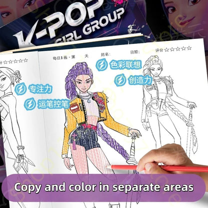 Coloring Book Kpop Demon Hunters Anime Sketches Rumi Mira Zoey Cute Line Drawings Back to School 2025 Gift