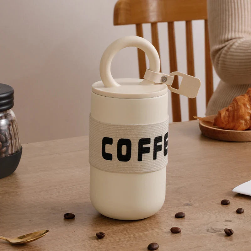Koffiereisbeker 304 roestvrij staal 460ml geïsoleerde tumbler draagbaar met handvat modieus schattig herfst 2025