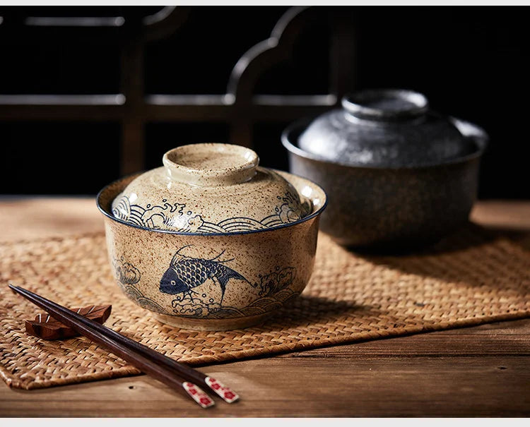 Ramen Skål Stor Keramik Med Lock Retro Höst 2025 Bordsporslin