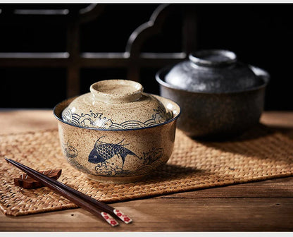 Ramen Skål Stor Keramik Med Lock Retro Höst 2025 Bordsporslin