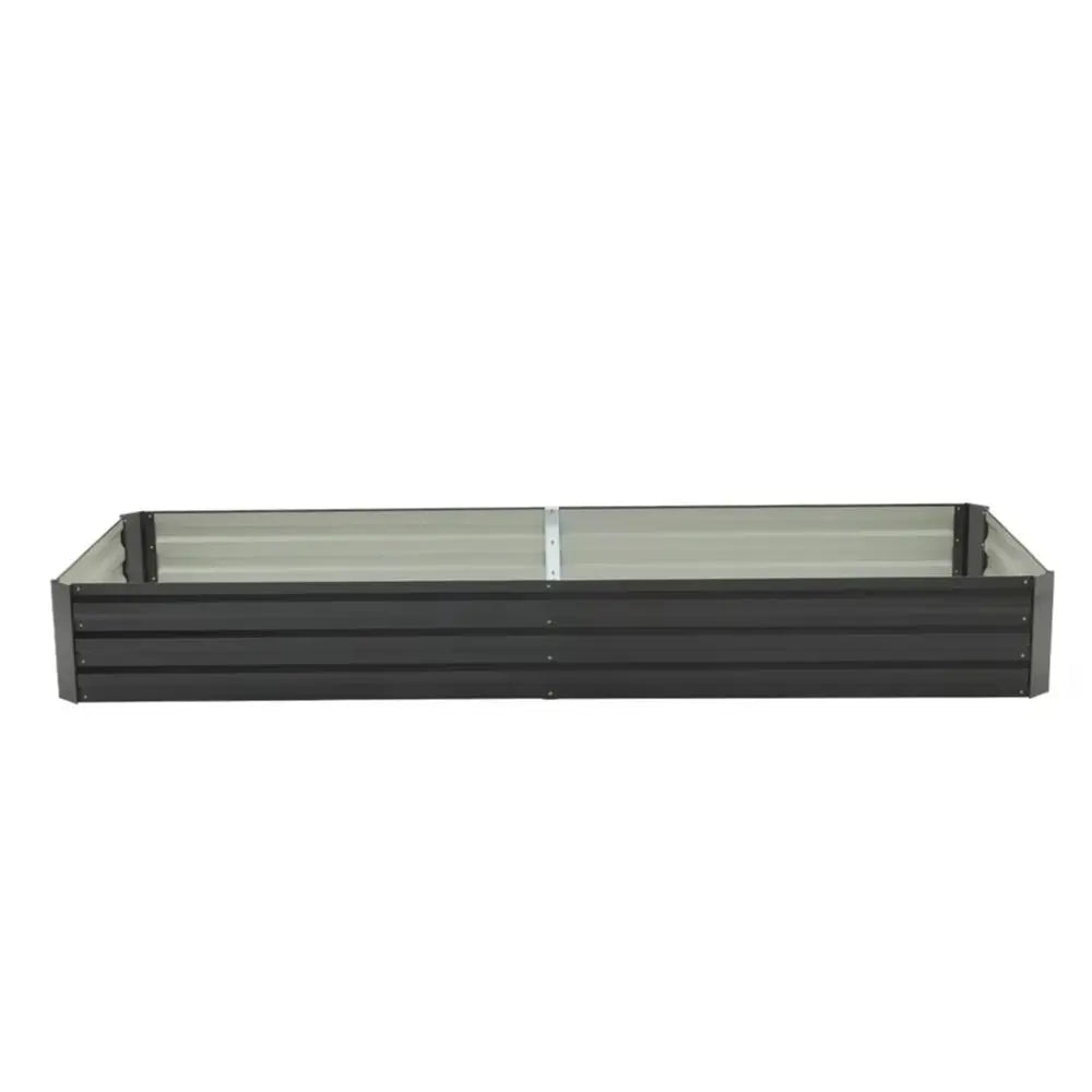 Charcoal Black Metal Raised Garden Bed, Durable Galvanized Steel Planter Box for Outdoor Use, 240x88x30 cm