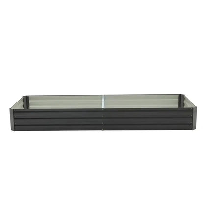 Charcoal Black Metal Raised Garden Bed, Durable Galvanized Steel Planter Box for Outdoor Use, 240x88x30 cm