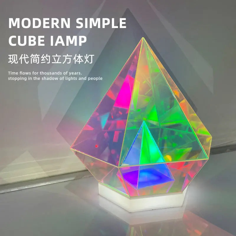 LED natlampe USB dæmpbar pyramide lampe stemningsfuld soveværelsesdekoration efterår 2025 stemningsbelysning gave