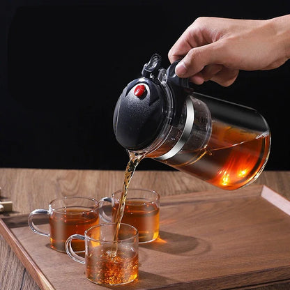 Heat Resistant Glass Teapot With One Click Filter Tea Maker