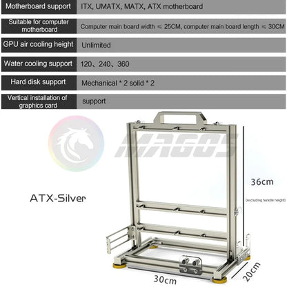 Boîtier PC Open Frame Modulaire ATX MATX ITX Aluminium Rack