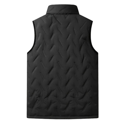 Warm Men's Sleeveless Puffer Vest - Quilted Fleece Lined