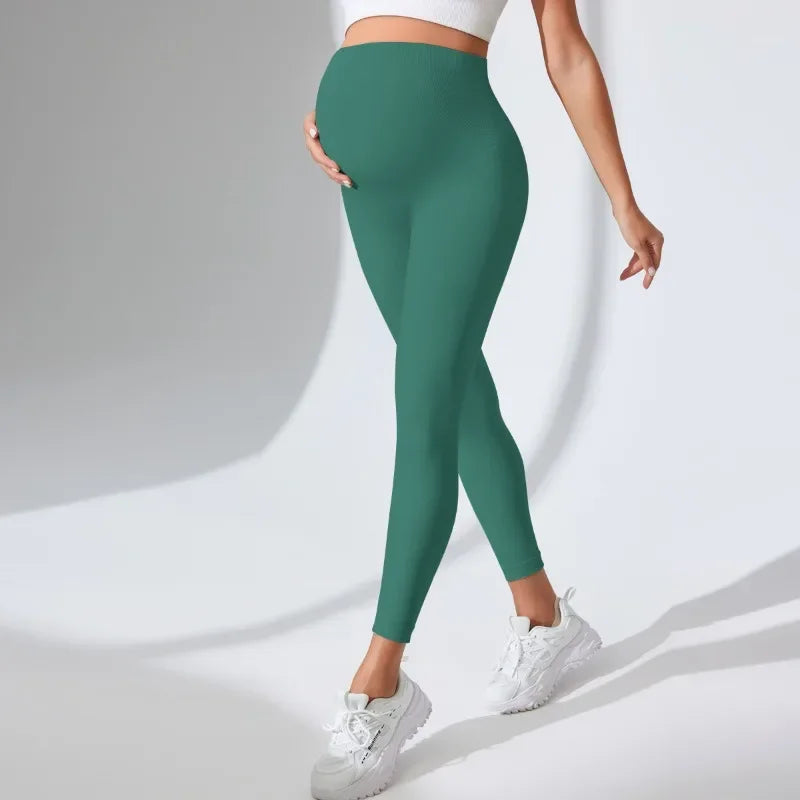 Supportive And Flattering Women’s Maternity Leggings – High Waist Ankle-Length Seamless Knit, For Pregnancy And Workouts