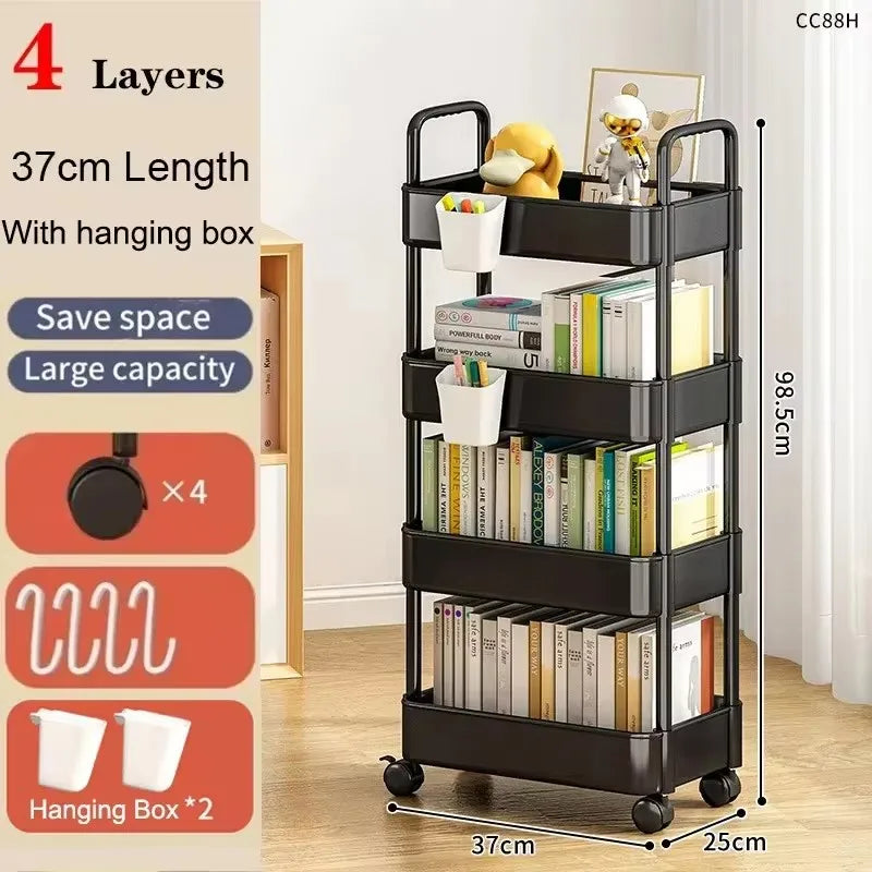 Multi-Layer Mobile Storage Rack Trolley - Home Organizers for Kitchen & Bedroom with Wheels