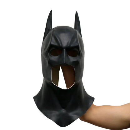 Black Batman Mask for Adults, High-Quality Latex Cowl for Halloween Cosplay and Costume Parties-1
