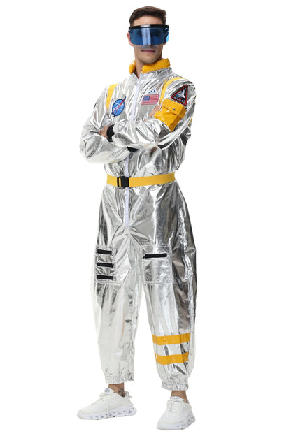 Zilverkleurig astronautenruimtepak voor volwassenen, jumpsuit voor koppels, cosplay voor Halloween, carnaval en verkleedfeesten 2026