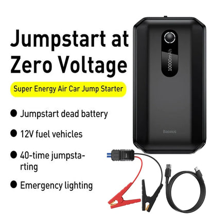 Car Jump Starter 1000A Emergency Booster Power Bank 12V Road Trip Ready For Emergencies