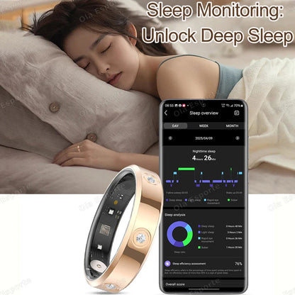 Anello Intelligente Tracker Salute IP68 Impermeabile Sonno Frequenza Cardiaca Ossigeno Monitor 2025 Regalo Benessere