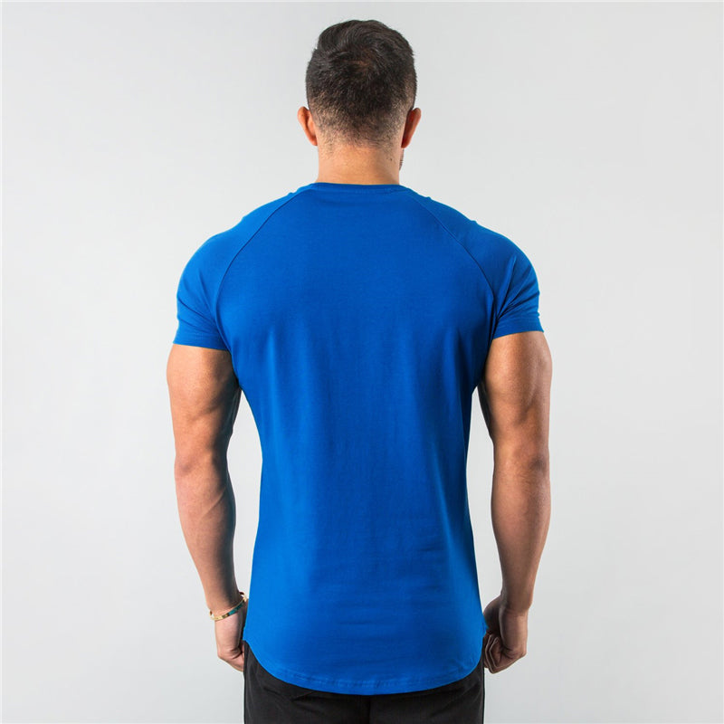 Breathable slim fit men's gym t-shirt – short sleeve, cotton blend, for workout & casual wear