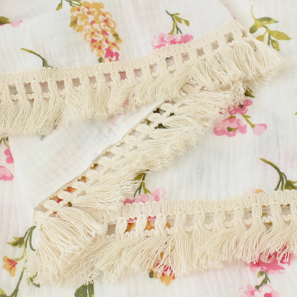 Baby svøb tæppe 100 procent bomuld muslin nyfødt blomsterprint quilt svøb efterår 2025 åndbar blød gave