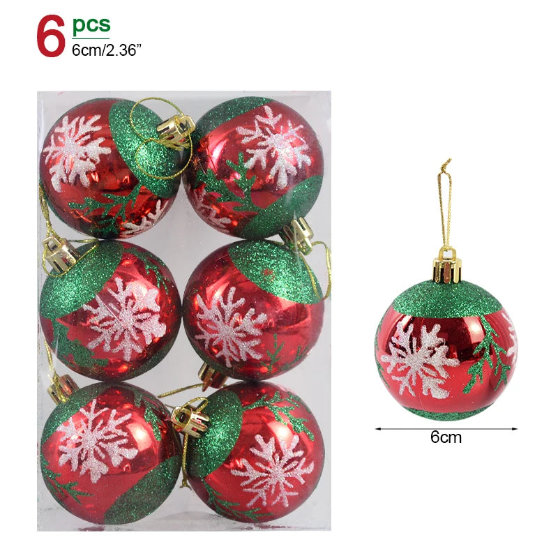 6cm Clear Glass Christmas Ornaments - 6-Pack Decorative Balls for New Year Tree, Perfect Holiday Gifts 2023