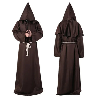 Middeleeuwse monnikenmantel met kap, tovenaarstovenaar-riddercape, Halloween-cosplaykostuum voor volwassenen 2026
