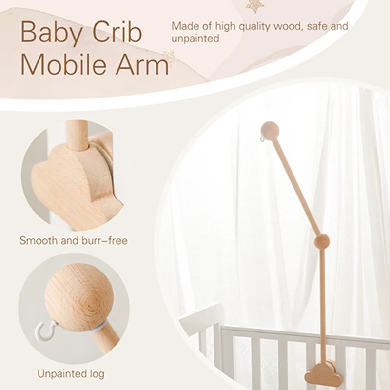 Wooden Crib Mobile Bracket Newborn Sensory Toys Soothing