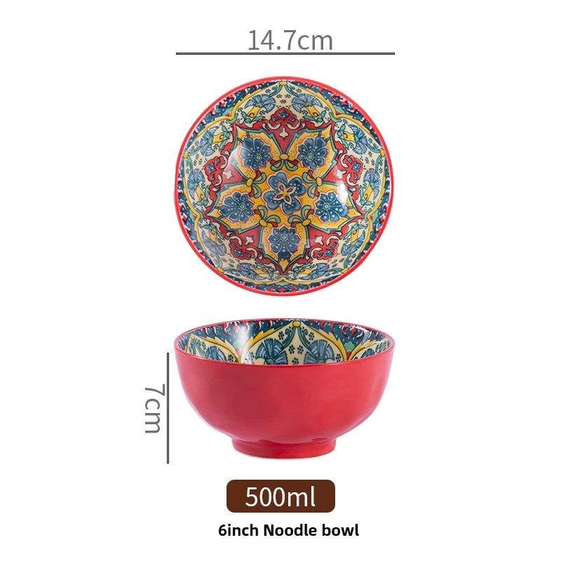 Boheme keramisk riskål retro nudelskål køkkengave