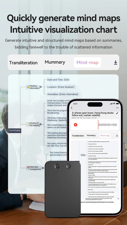 Enregistreur vocal IA avec transcription en temps réel 58 langues