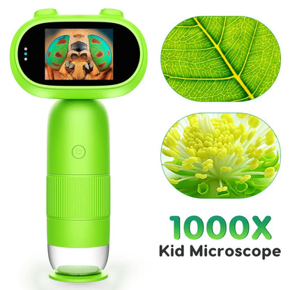 Microscopio digitale portatile per bambini - Ingrandimento 1000x, schermo IPS da 2", strumento per raccogliere monete