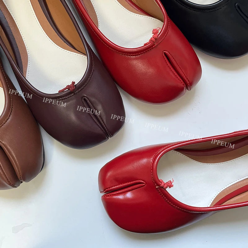 Lightweight Womens Split Toe Ballet Flats - Mary Jane, PU