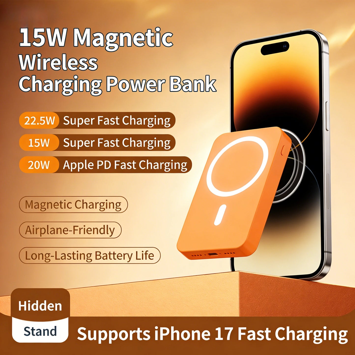 Power Bank Caricatore Wireless Magnetico - Batteria Portatile Sottile, 2 Cavi, Ricarica Veloce Ritorno a Scuola 2026