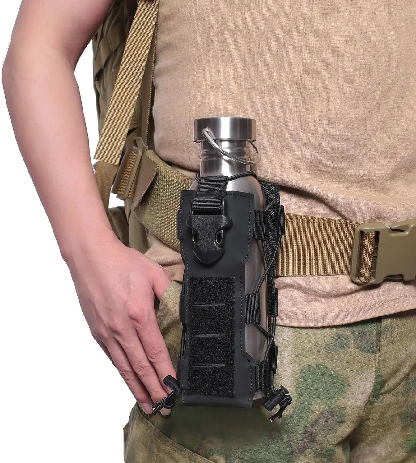 MOLLE Radio Pouch and Water Bottle Holder - Adjustable 40 Oz Pouch for Backpack Fall 2025 Tactical Gear Accessory