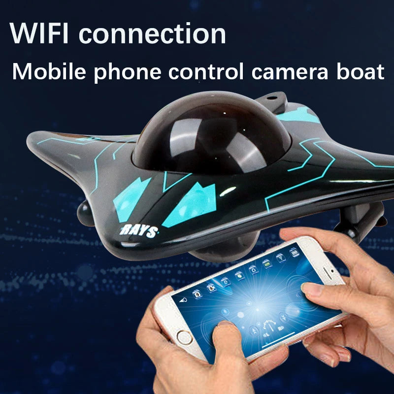 WiFi Mini RC Speedboat with Underwater Camera - Real-Time Transmission, 15m Range, Perfect for Kids' Christmas Gifts