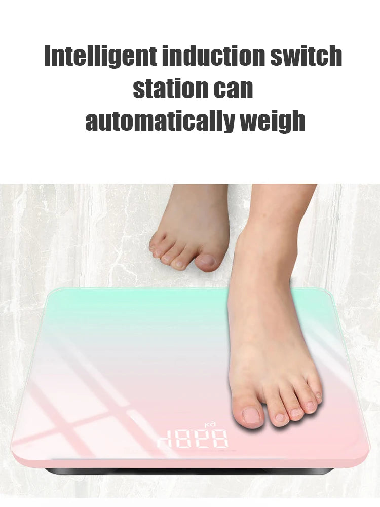 Bilancia per il corpo in vetro con gradiente intelligente con display digitale LCD