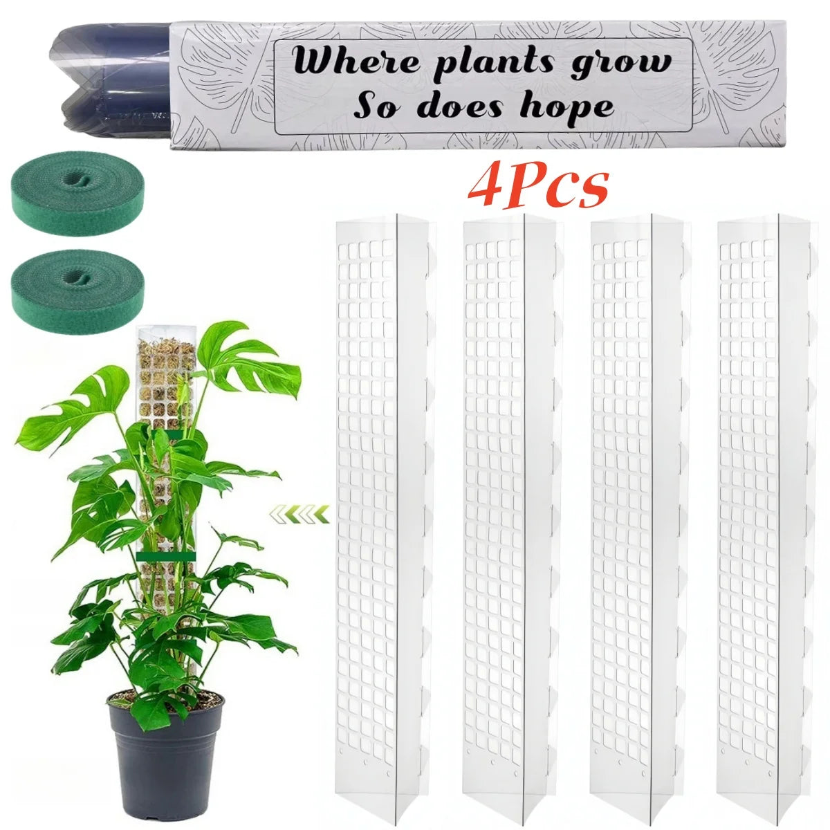 Indoor Moss Pole Garden Tools - 24-inch Plastic Plant Stand for Climbing Plants Support