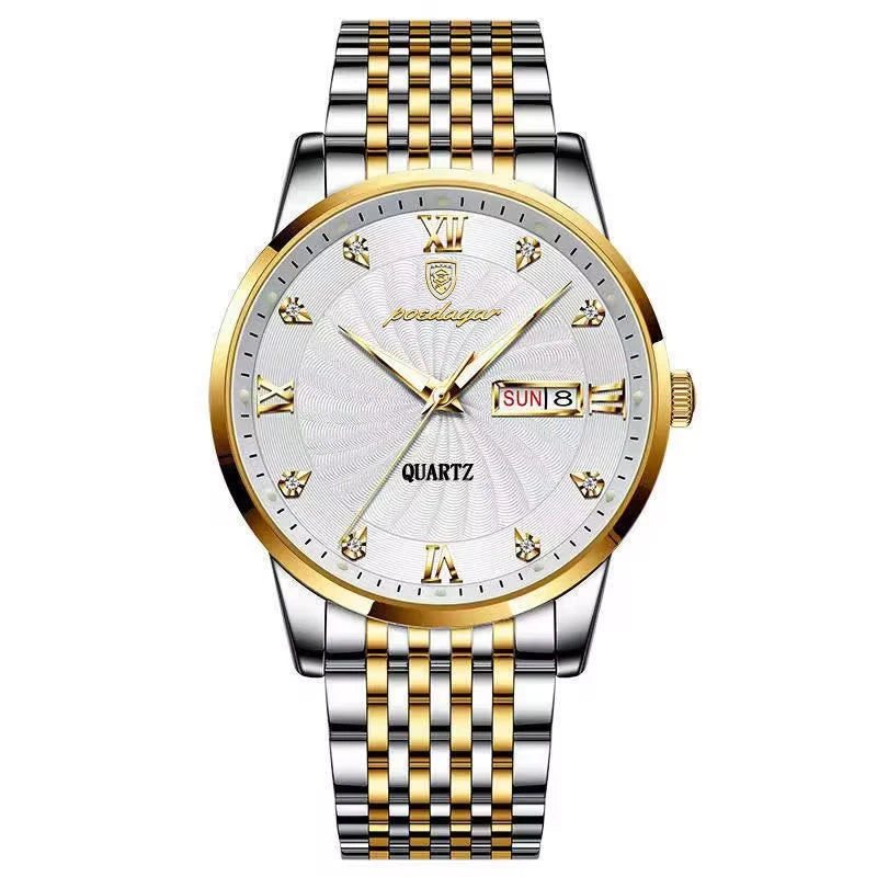 Quartz Wristwatch Stainless Steel Luminous Date Week