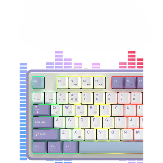 Teclado mecánico 87 teclas modo tri RGB intercambiable en caliente