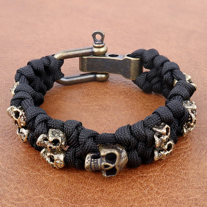 Skull Paracord Bracelet Gothic Wristband Halloween 2026 Gift Idea Adjustable Braided Jewelry