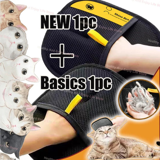 Double-Sided Pet Grooming Glove – Removes Hair from Furniture and Coat, Cats and Dogs