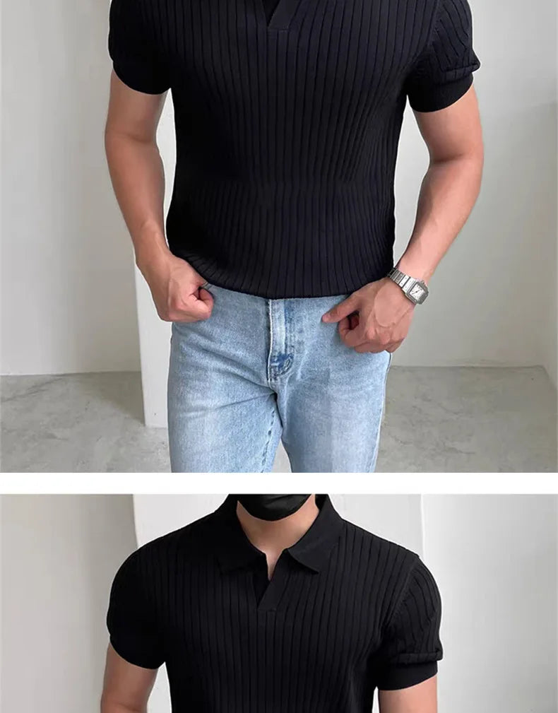 Quick-dry men's golf polo shirt - slim fit short sleeve, polyester, for sports and casual wear