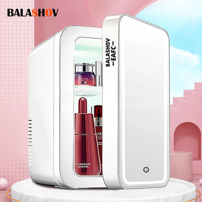 Mini Makeup Fridge 4L With LED Mirror Portable Cosmetic Cooler USB Dual Use Home Car Fall 2025 Keeps Skin Fresh