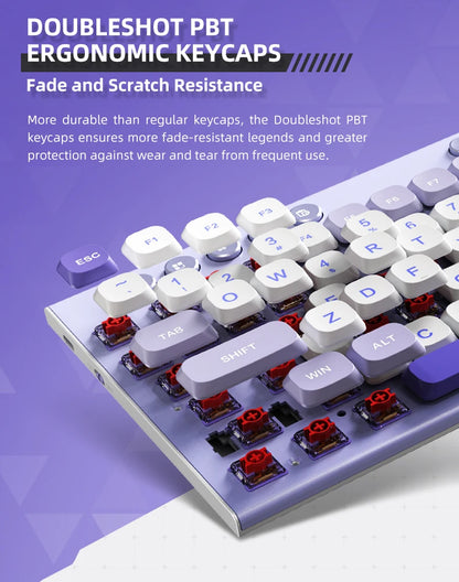 Teclado mecánico inalámbrico de perfil bajo 98 teclas PBT