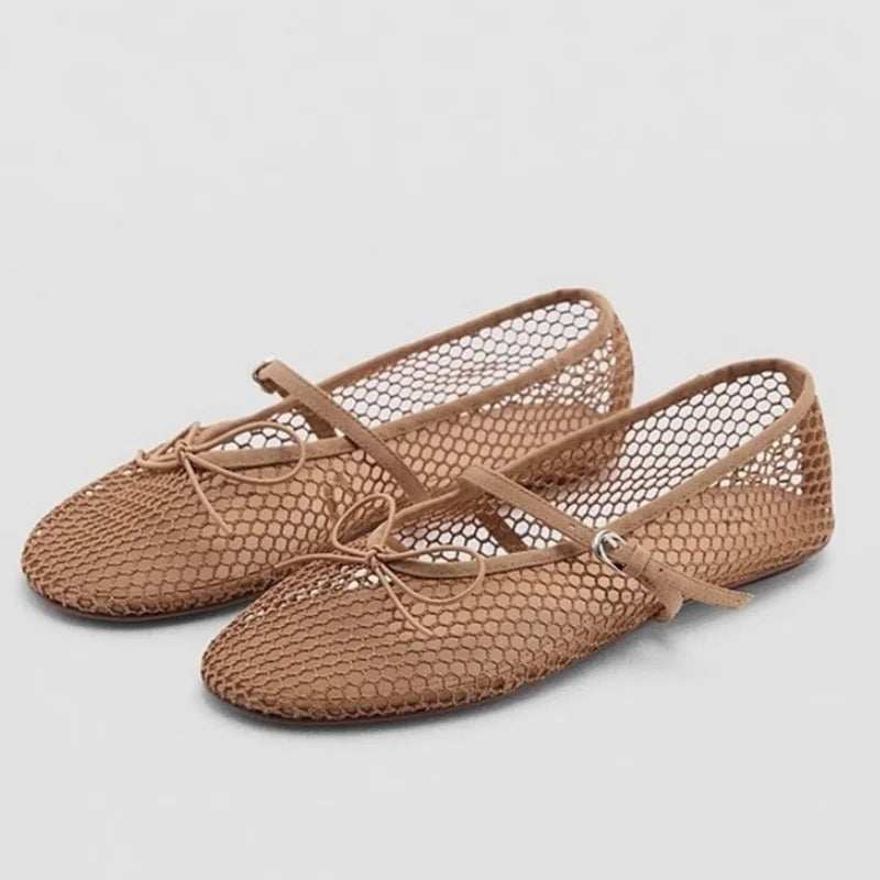 Breathable Women’s Ballet Flats - Mary Jane, Mesh, Summer