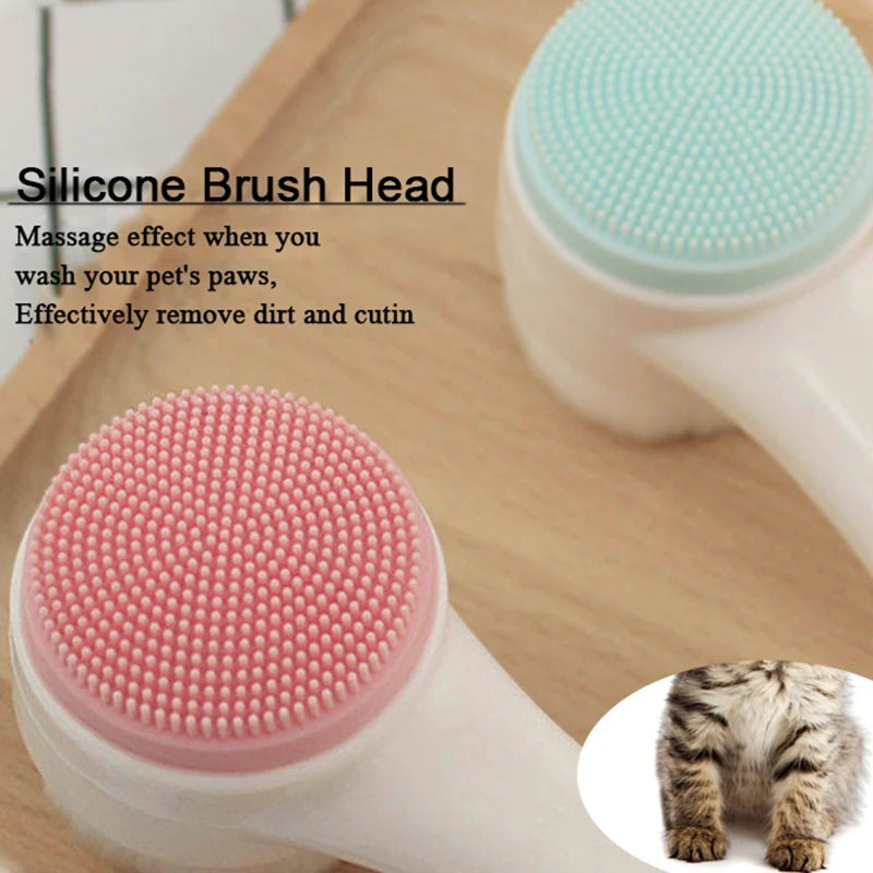 Silicone Pet Paw Cleaner & Massage Brush - Dual-Sided Dog Grooming Tool for Healthy Coats