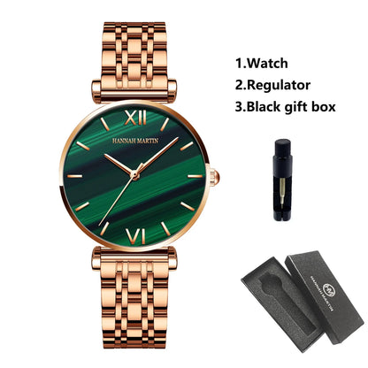 Timeless women's rose gold quartz wristwatch - stainless steel water-resistant minimalist round dial