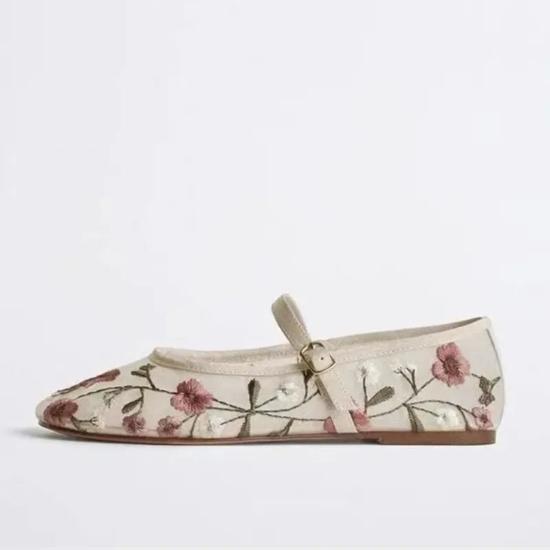 Breathable Womens Ballet Flats - Mary Jane, Mesh, Summer
