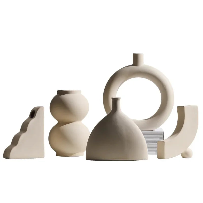 Keramisk vase embryo skulpturell bordvase nordisk minimalistisk hjemmeinnredning høst 2025 ideell for tørket blomstervisning