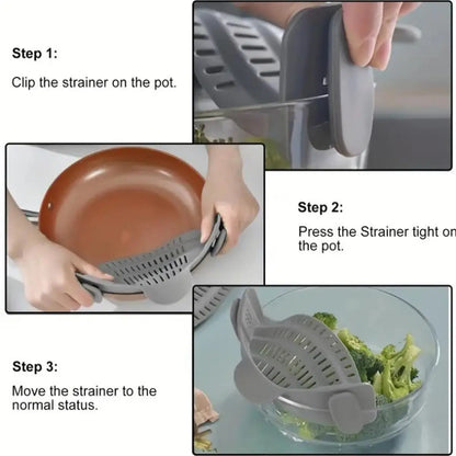 Adjustable Clip On Pot Strainer - 1pc Kitchen Strainer for Pans and Bowls