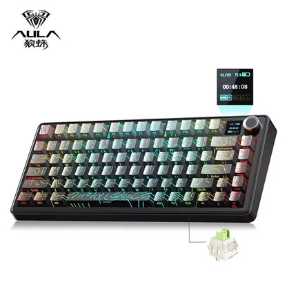 Teclado mecánico para juegos 75% Hot Swap RGB TFT inalámbrico