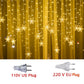 Guirlande lumineuse LED imperméable en forme de flocon de neige - Rideau de fée clignotant pour fêtes de fin d'année, mariages et décorations extérieures - 3,2 m (125,9 pouces)