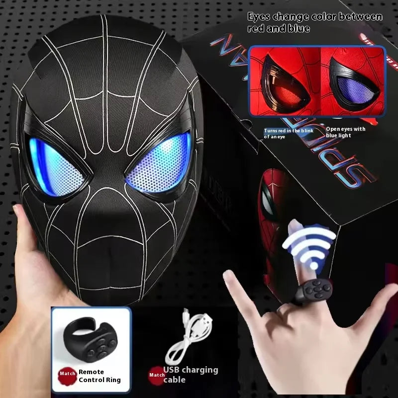 Remote-Controlled Spider-Man LED Cosplay Headgear with Glowing Red and Black Design 2026