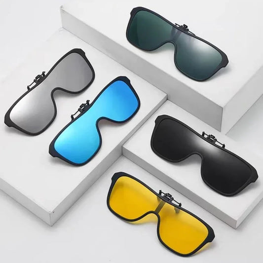 Occhiali da sole clip-on polarizzati flip-up per guida lenti specchiate protezione UV esterni estate 2026