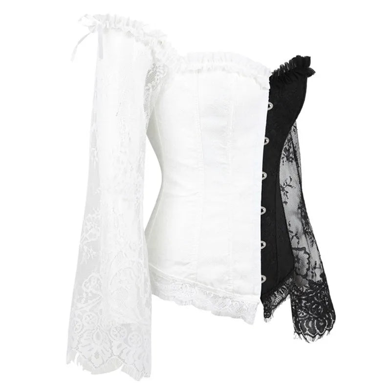 Corsetto da donna di supporto - scollo a barca, pizzo satinato